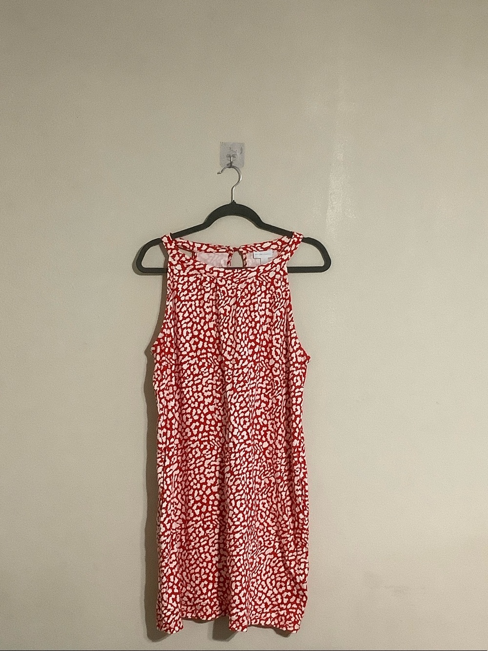 New York & Company Red and White Printed Sleeveless Shift Dress